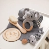 1Set Baby Rattle Bath Toys Kid Swaddle Wrap Baby Milestones Brush Rattle Bibs